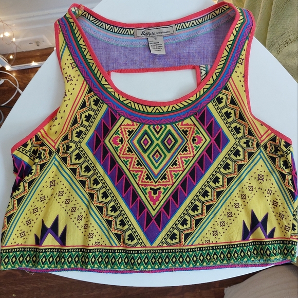 African print crop top with cut out size S - Picture 4 of 7